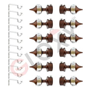Gloxy Single Diamond Aluminium Curtain Rod Finials with Support– Coffee