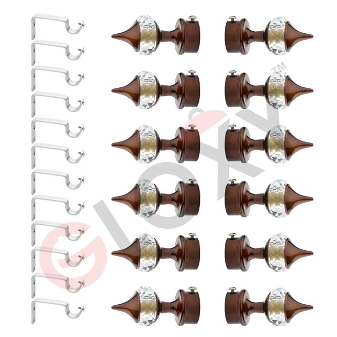 Coffee Single Diamond Aluminium Curtain Bracket with Support
