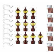 Gloxy Single Diamond Aluminium Curtain Rod Finials with Support– Coffee Mix Yellow Pair of 5