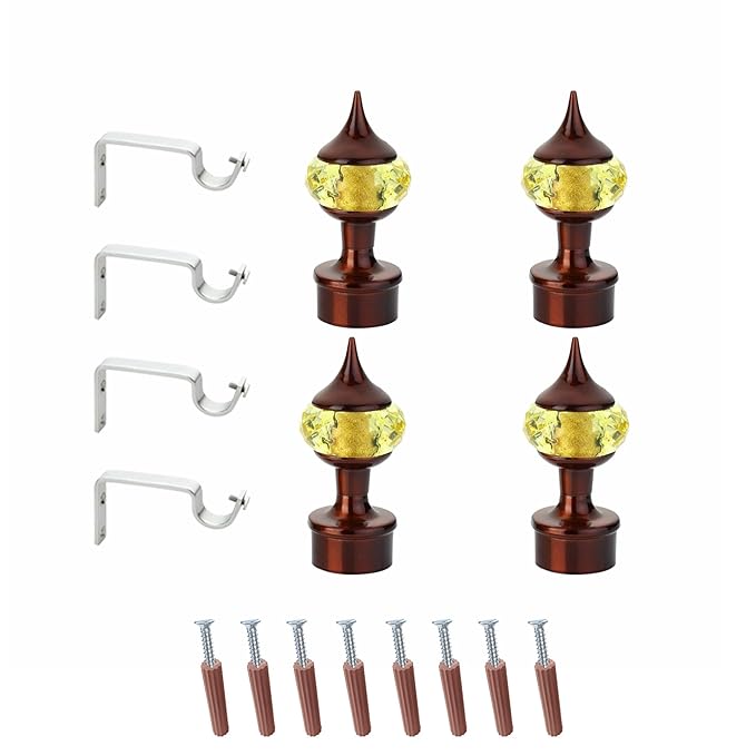 Single Diamond Aluminium Curtain Bracket in Coffee Mix Yellow with Support