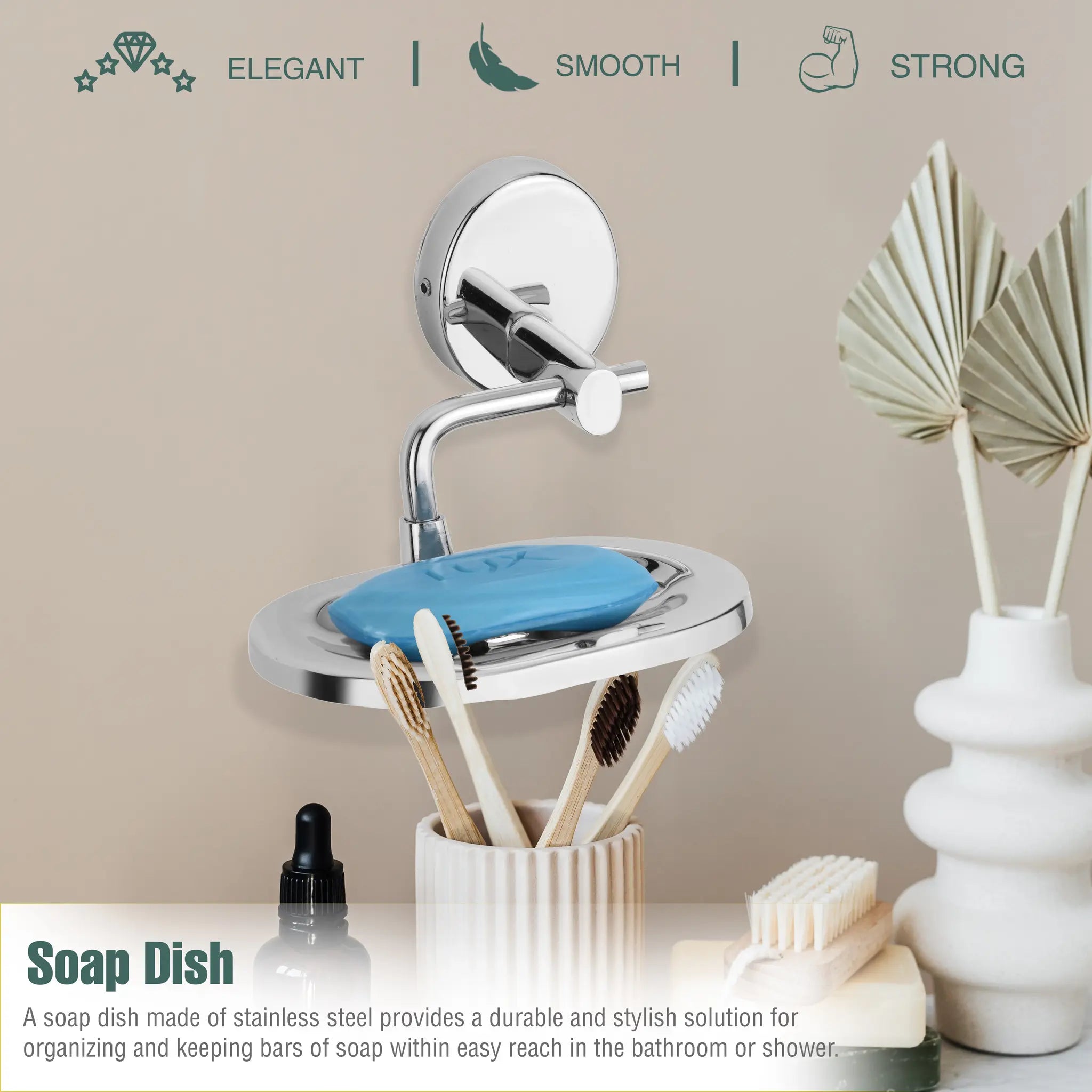 Oval Shape Stainless Steel SS202 Soap Holder (Silver)-by GLOXY®