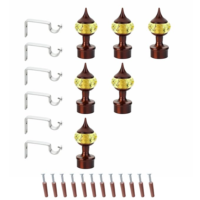 Single Diamond Aluminium Curtain Bracket in Coffee Mix Yellow with Support