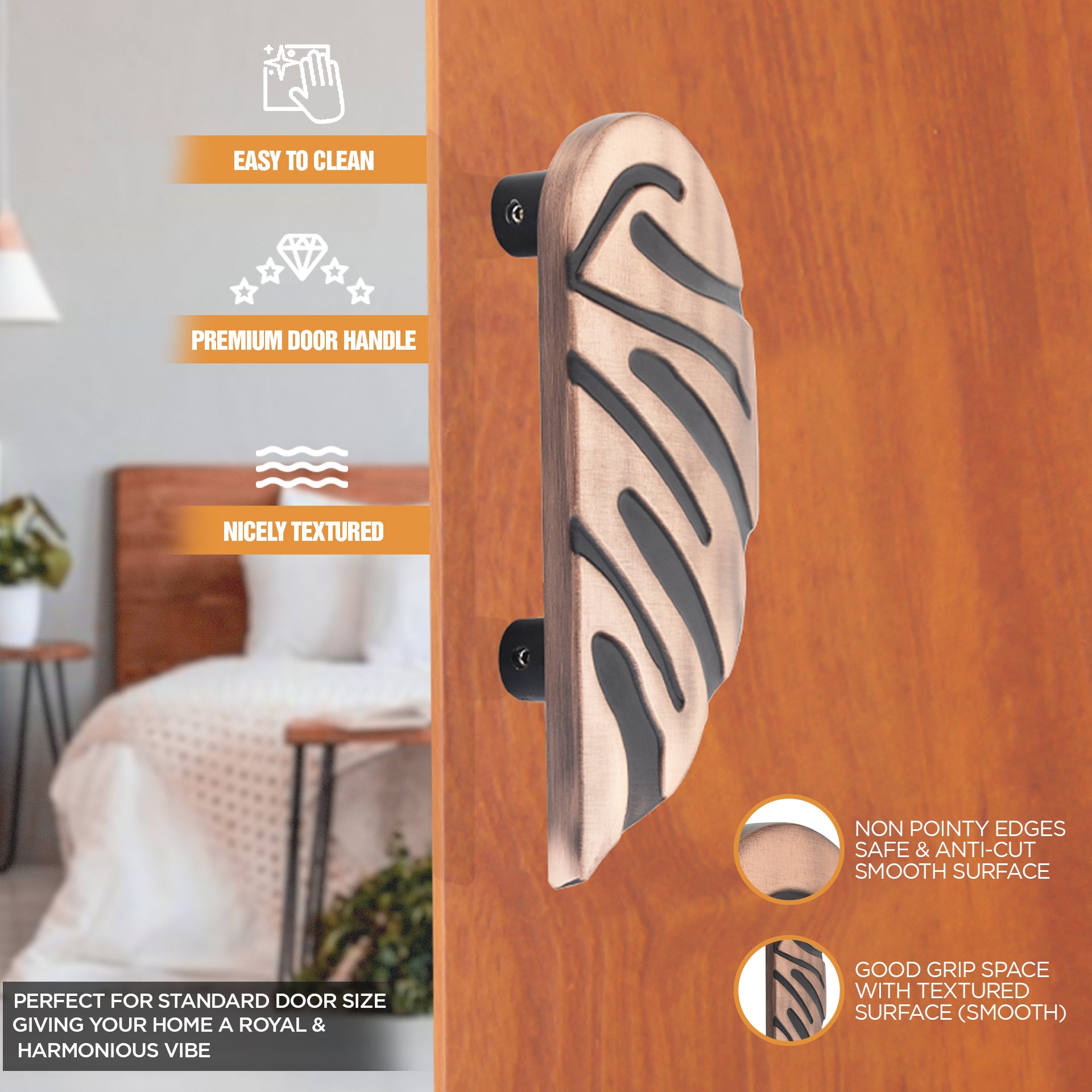 gloxy aluminium leaf door handle 6.5 inch antique copper