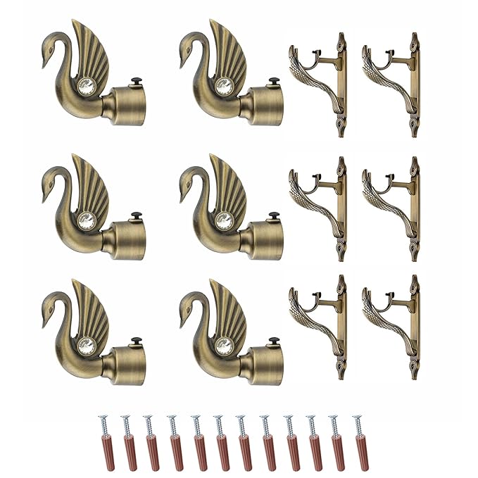 Swan Bird Shape Aluminium Curtain Bracket with Cobra Support(Antique)