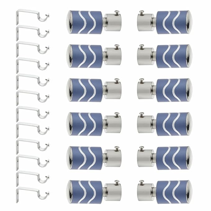 2 Line Aluminium Curtain Bracket with Support(Blue)