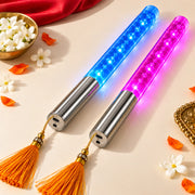 Multi Colour LED Dandiya Sticks for Garba & Navratri – Rechargeable Colour Changing Light Up Dandiya | Silver Colour