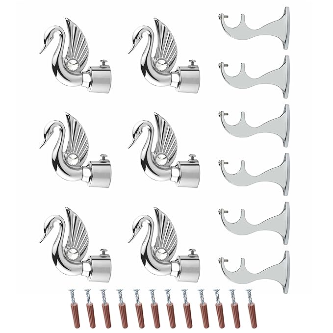 Swan Bird Shape Aluminium Curtain Bracket with Talwar Support(Silver)