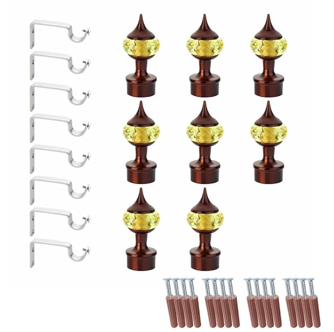 Single Diamond Aluminium Curtain Bracket in Coffee Mix Yellow with Support