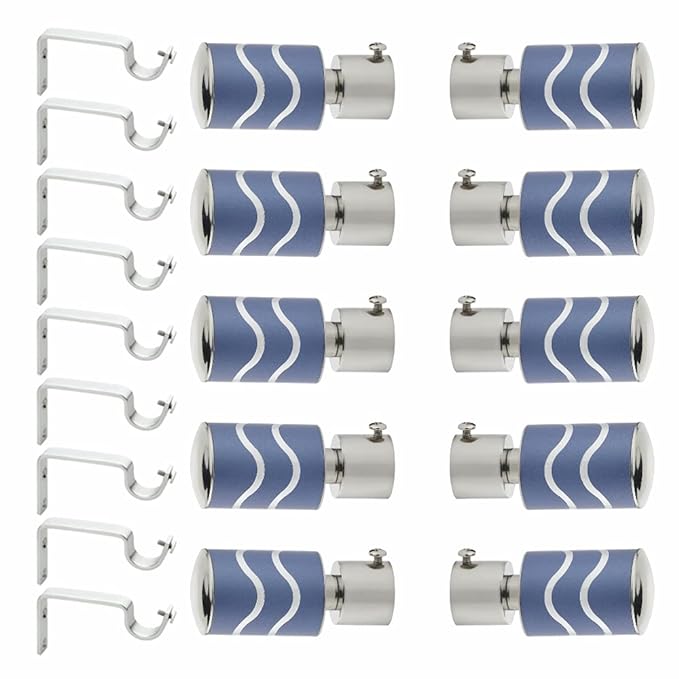 2 Line Aluminium Curtain Bracket with Support(Blue)