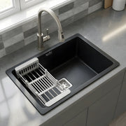 Gloxy Stainless Steel 304 Grade Single Bowl Quartz Kitchen Sink 21x18 Inch- Black