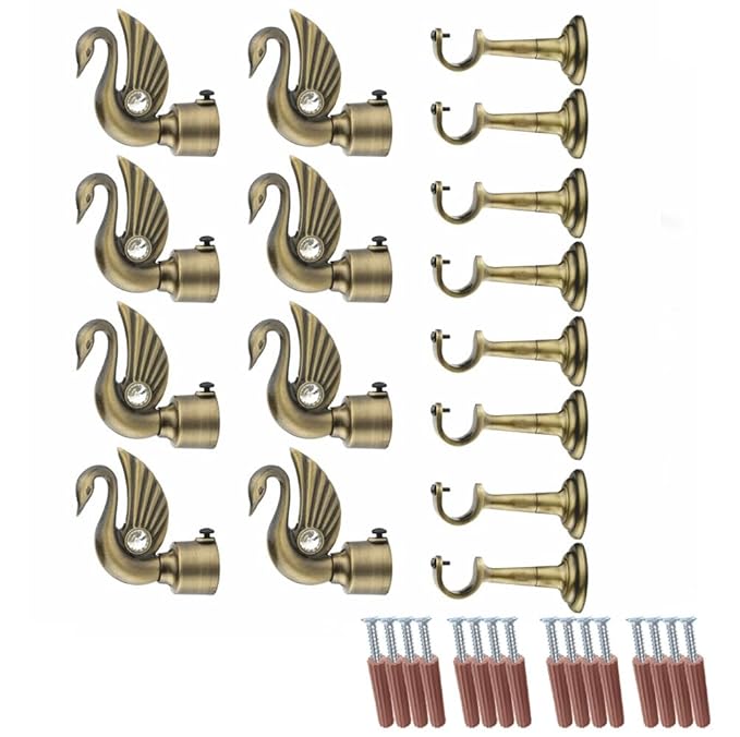 Swan Bird Shape Aluminium Curtain Bracket with L Support(Antique)