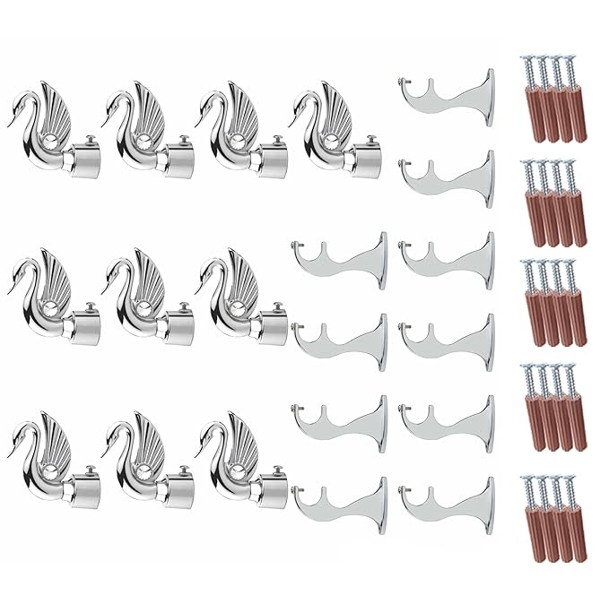 Swan Bird Shape Aluminium Curtain Bracket with Talwar Support(Silver)