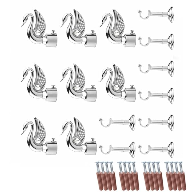 Swan Bird Shape Aluminium Curtain Bracket with L Support(Silver)-by GLOXY