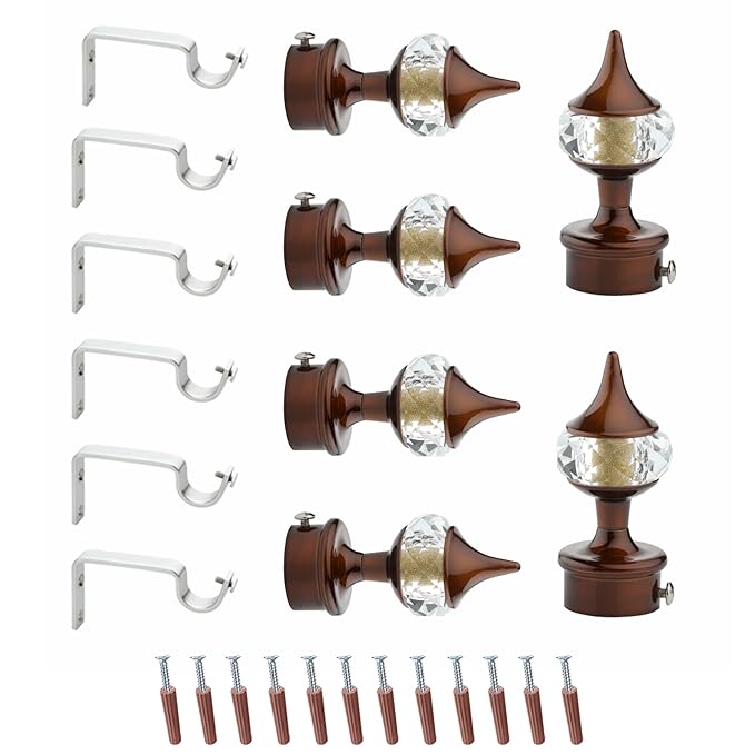 Coffee Single Diamond Aluminium Curtain Bracket with Support
