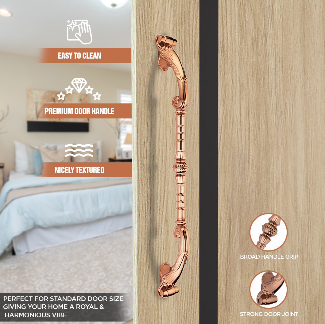 GLOXY Aluminium 20.5 inch Door Handle Decorative Push & Pull Door Handle Knocker with Vintage Antique Classy Look for Glass and Wooden Door