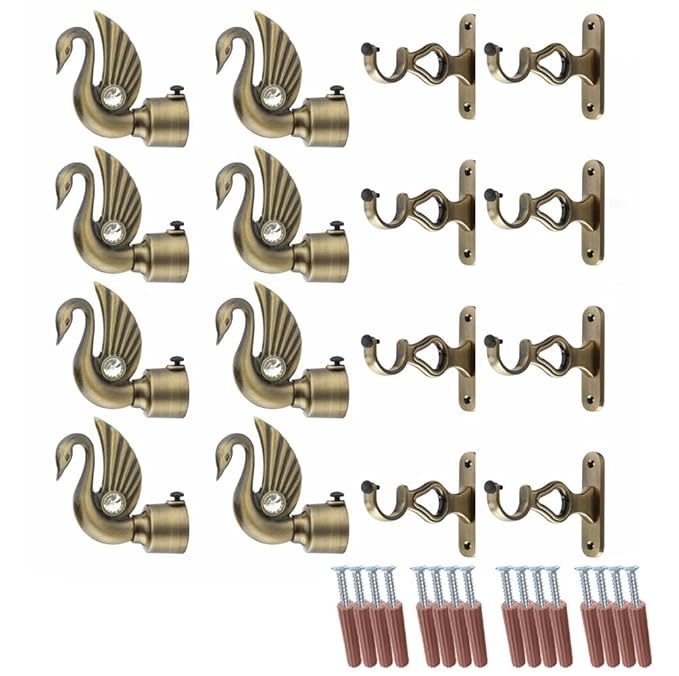 Swan Bird Shape Aluminium Curtain Bracket with Cherry Support(Antique)