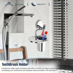Stainless Steel SS202 Toothbrush Holder (Silver)-by GLOXY®