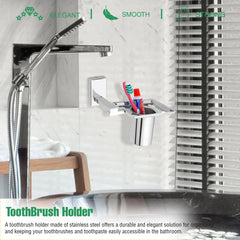 Stainless Steel SS304 Toothbrush Holder (Silver)-by GLOXY®