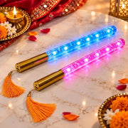 Multi Colour LED Dandiya Sticks for Garba & Navratri – Rechargeable Colour Changing Light Up Dandiya | Gold