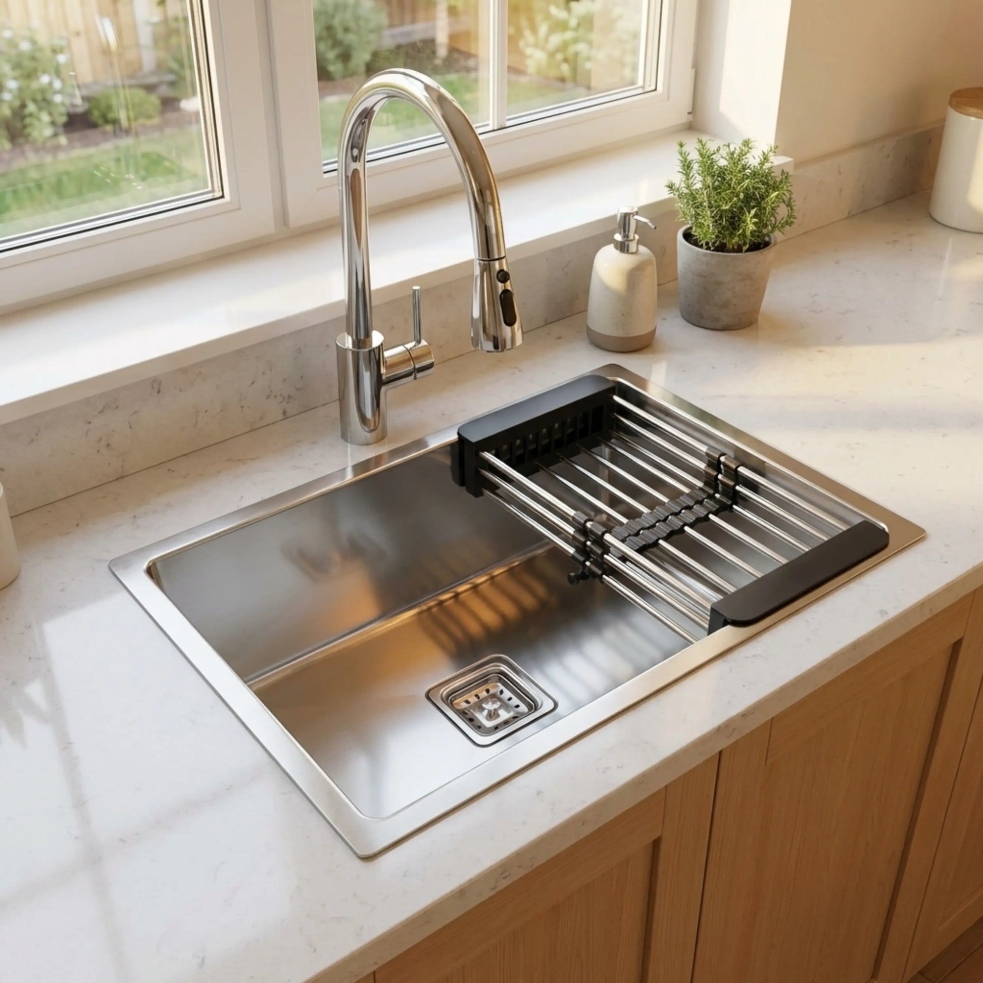 Gloxy Single Bowl 304 Stainless Steel Sink For Kitchen 24x18x10 Inch- Silver