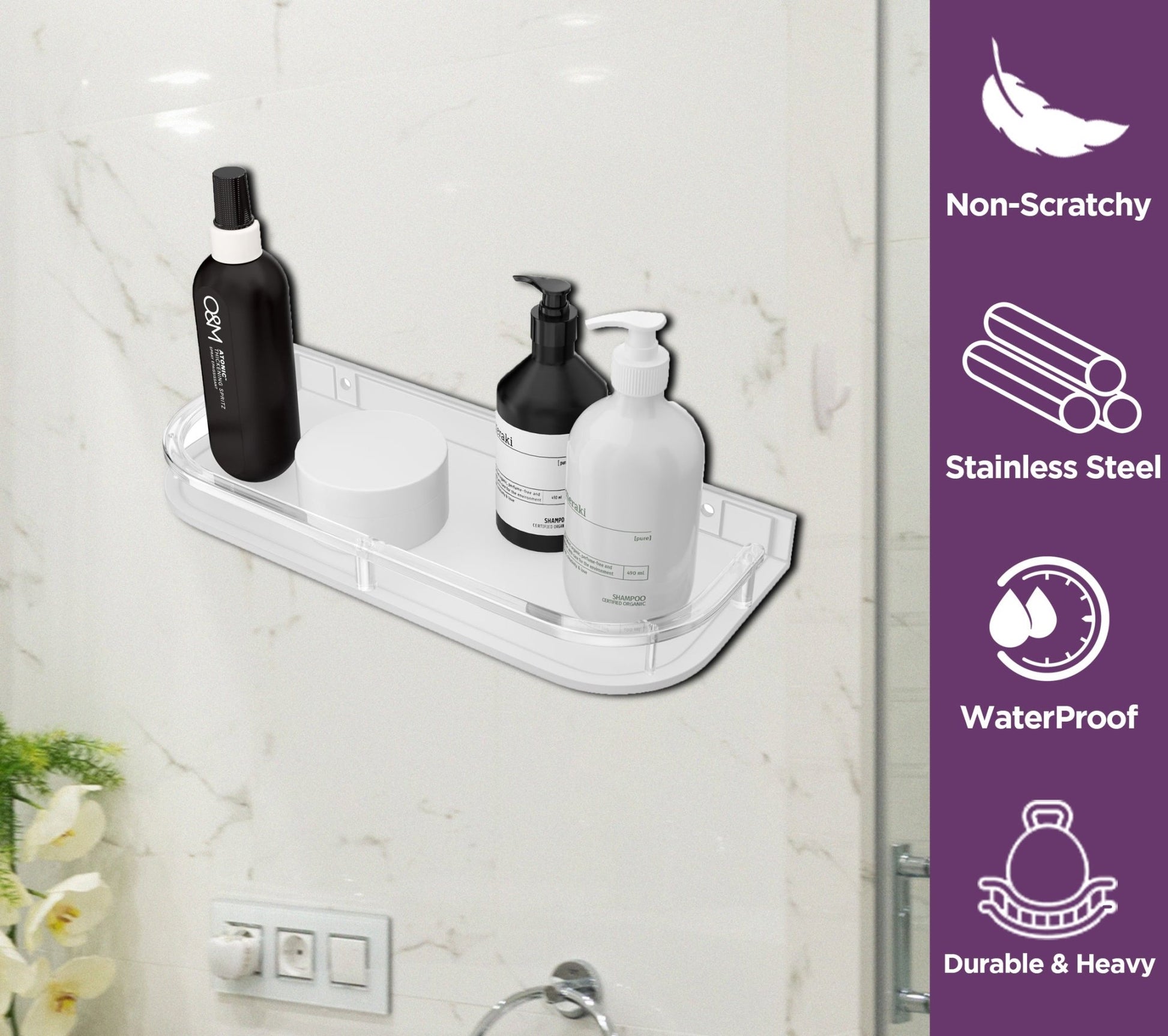 Unbreakable Transparent Wall Mount Acrylic Multipurpose Bathroom Corner Shelf