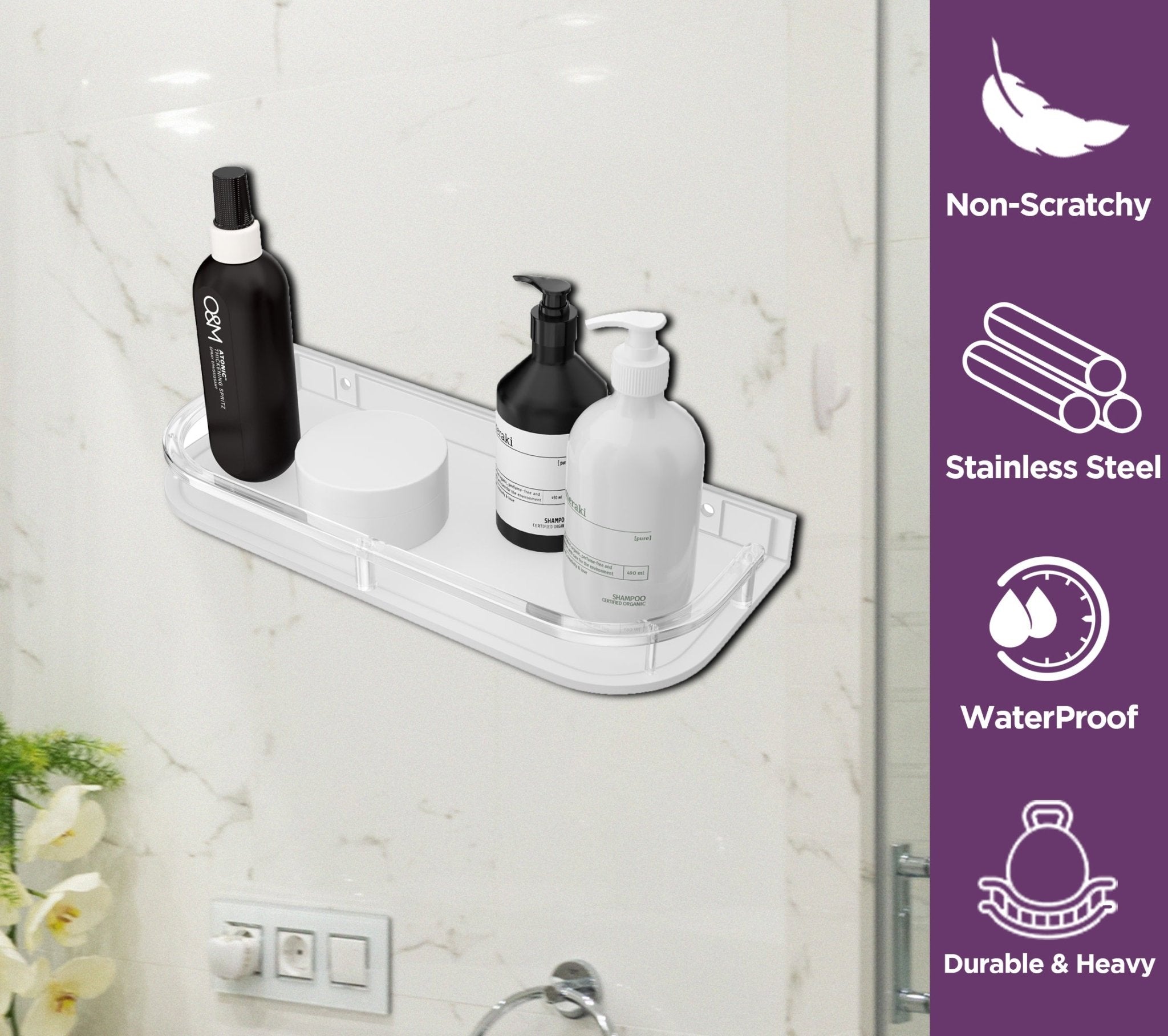 Unbreakable Transparent Wall Mount Acrylic Multipurpose Bathroom Corner Shelf