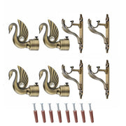 Swan Bird Shape Aluminium Curtain Bracket with Cobra Support(Antique)