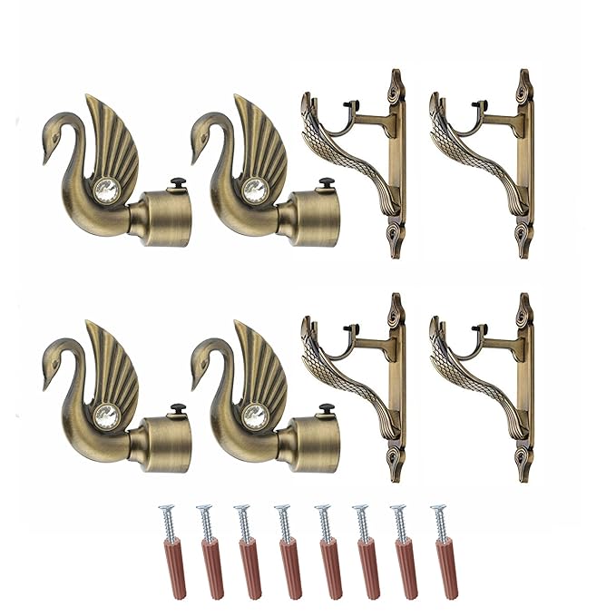 Swan Bird Shape Aluminium Curtain Bracket with Cobra Support(Antique)