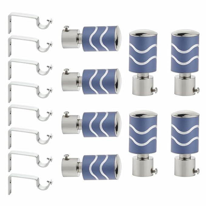 2 Line Aluminium Curtain Bracket with Support(Blue)
