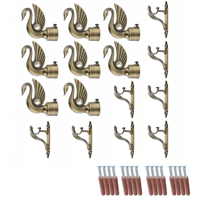 Swan Bird Shape Aluminium Curtain Bracket with Cobra Support(Antique)