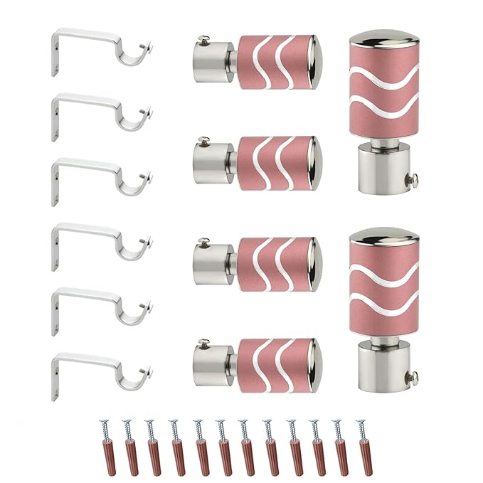 2 Line Aluminium Curtain Bracket with Support(Pink)