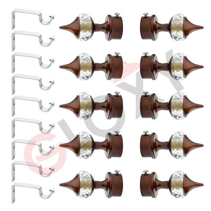 Coffee Single Diamond Aluminium Curtain Bracket with Support