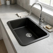 GLOXY Premium Quartz Granite Single Bowl Kitchen Sink 31x19x9 Inches - Matte Black Finish