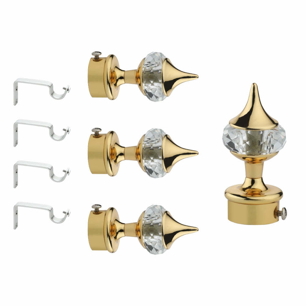 Single Diamond Aluminium Curtain Bracket with Support(Gold)-by GLOXY®