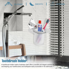 CROSA Shape Stainless Steel SS304 Toothbrush Holder (Silver)-by GLOXY®