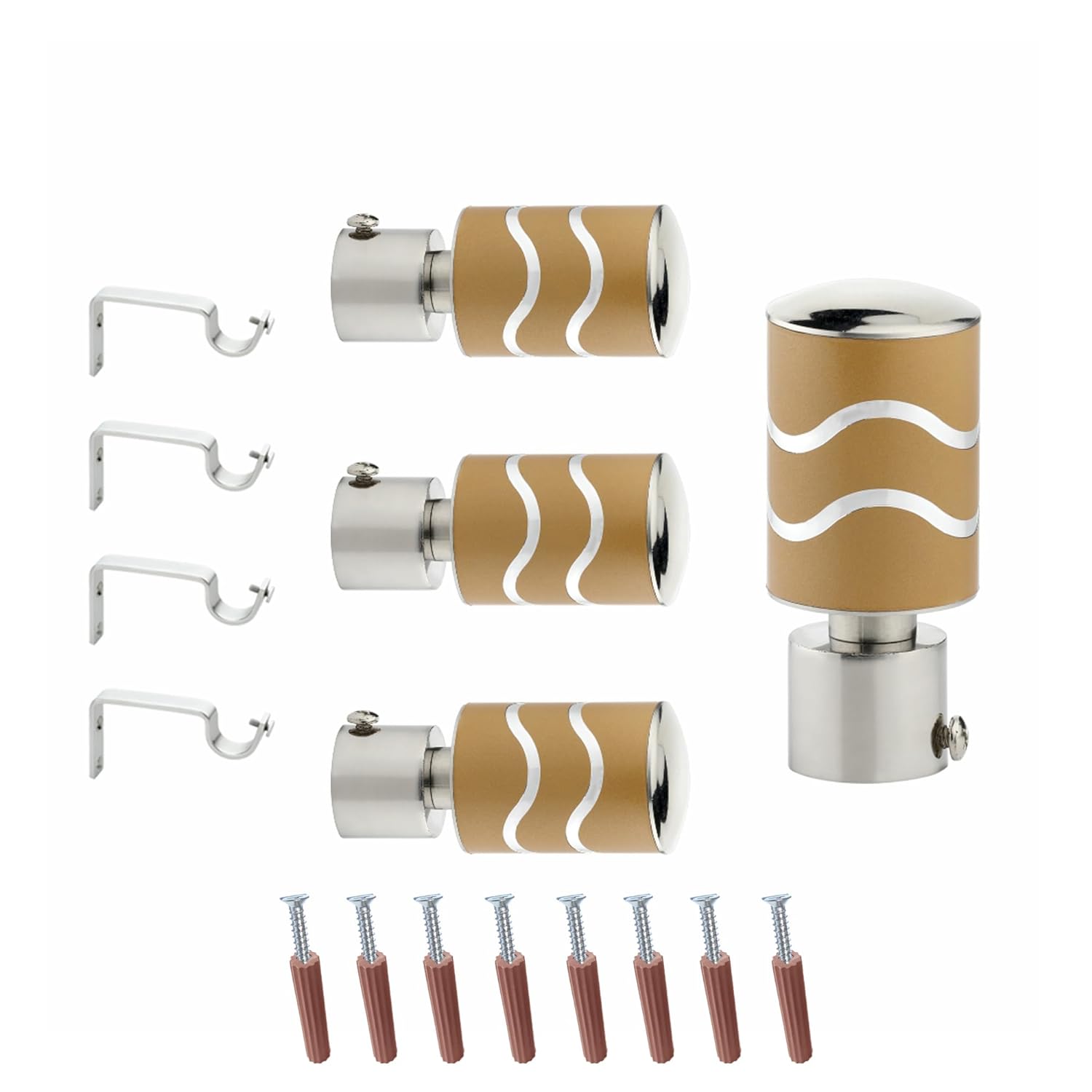 2 Line Aluminium Curtain Bracket with Support(Mustard)