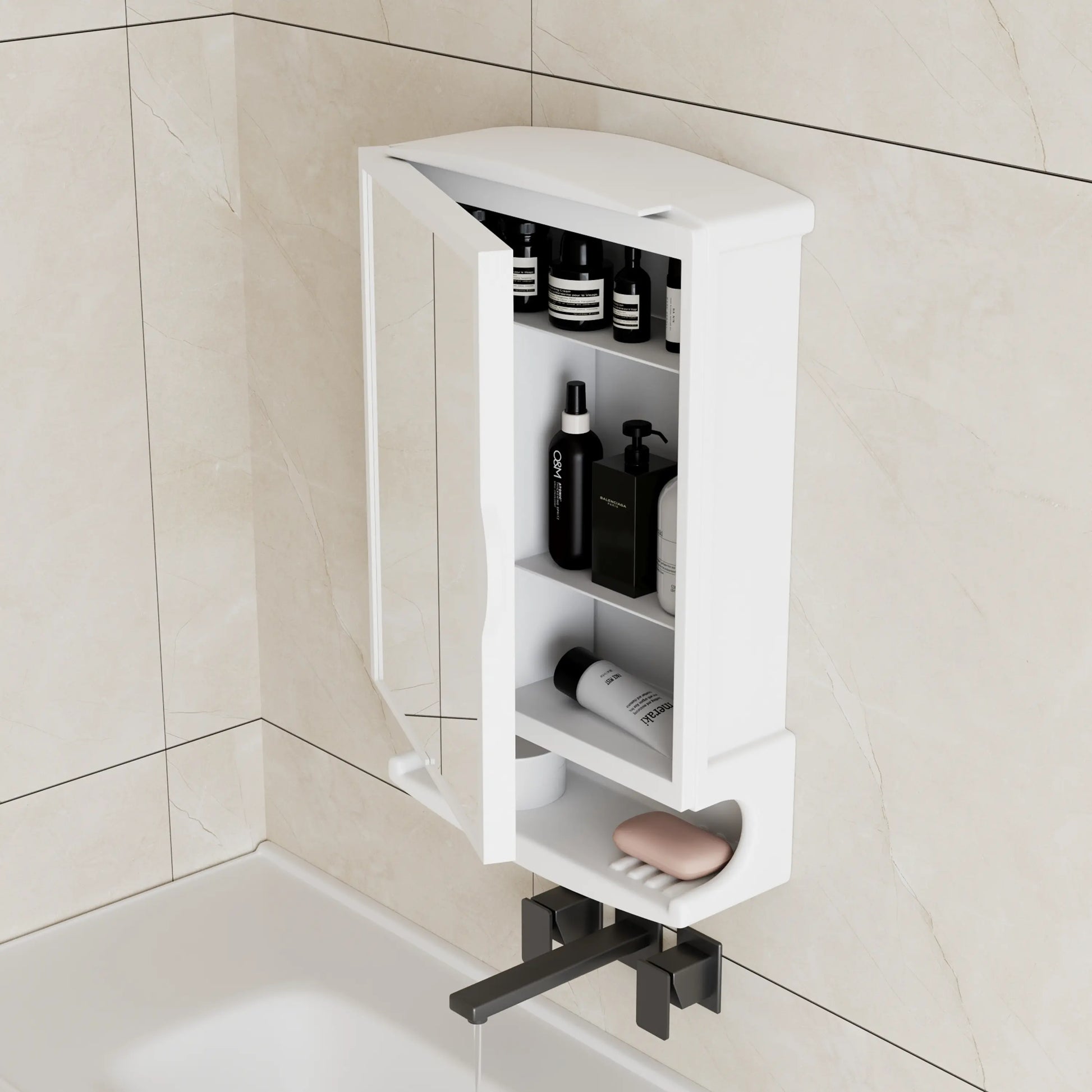 Gloxy Unbreakable Wall-Mounted ABS Bathroom Cabinet with Mirror– White