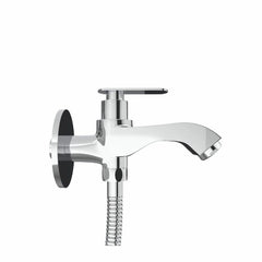 Chrome Finish Bib Cock Brass Faucet Water Tap for Bathroom Washbasins, Gardens & Kitchen Sinks (Jet+)-by GLOXY®