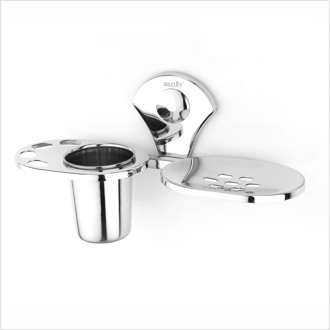 Flower Stainless Steel Toothbrush Holder with Soap Dish