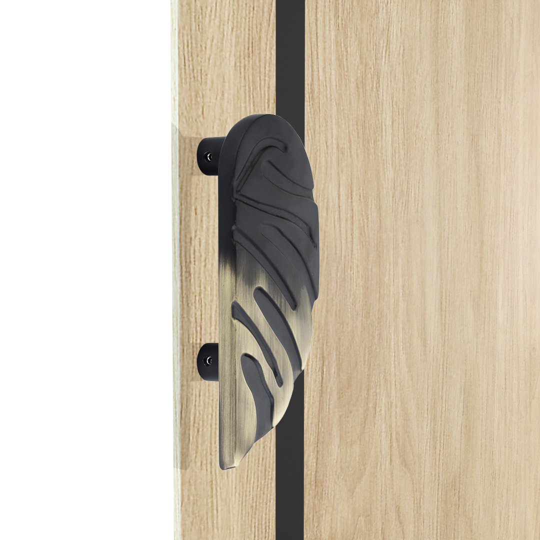 GLOXY Aluminium  Leaf Shape Door Handles for Main Door Handle Decorative Push & Pull Door Handle for All The Doors of Houses, Offices, Hotels -Black Antique