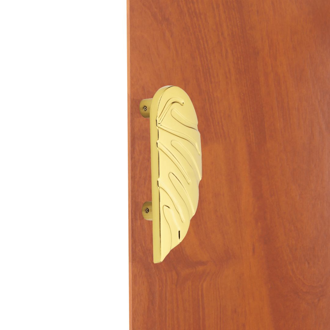 gold finish leaf design main door handle gloxy