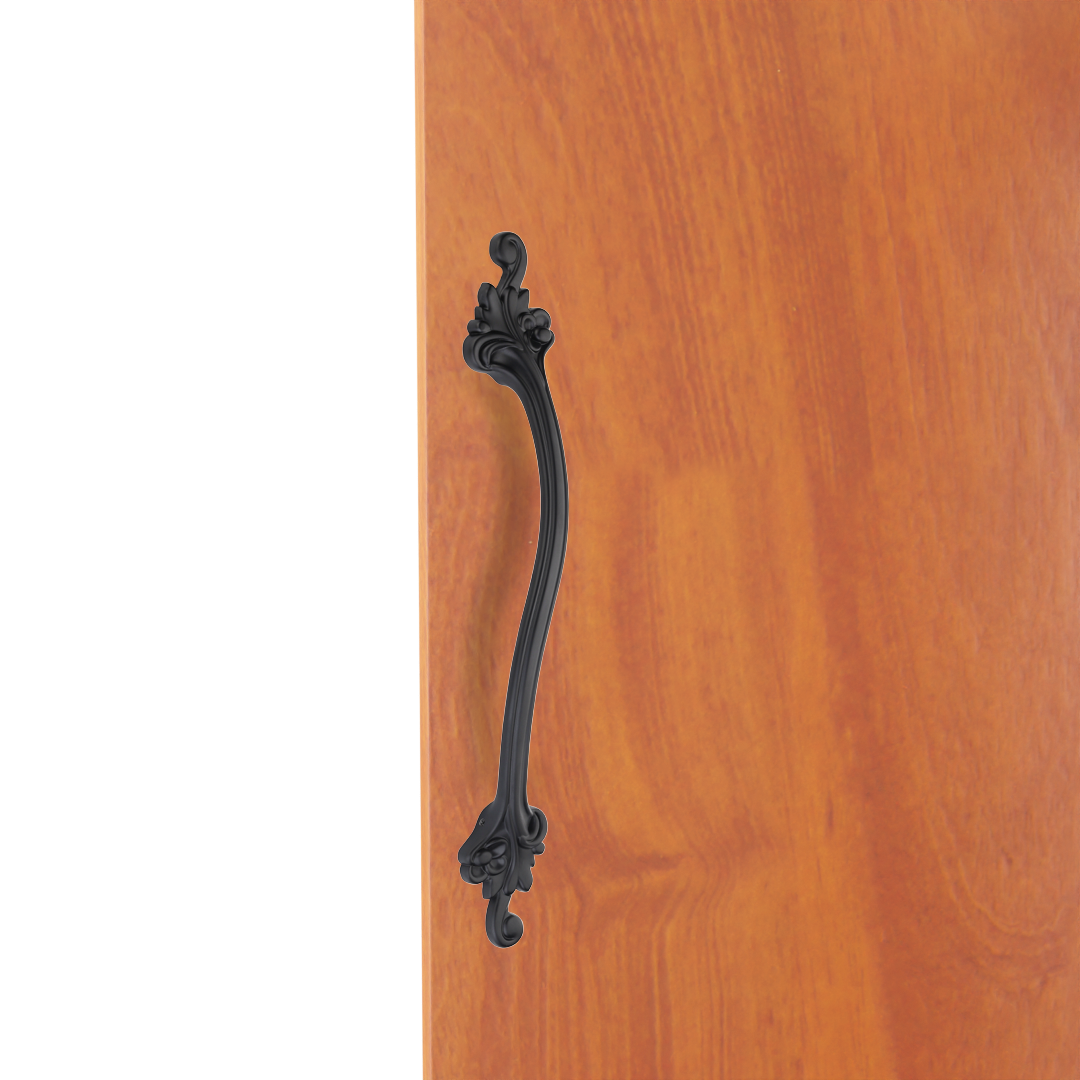 GLOXY Aluminium 14 Inch Flower Design Door Handles for Main Door Handle Decorative Push & Pull Handle for Glass & Wooden Door for All The Doors of Houses, Offices, Hotels-Black Finish