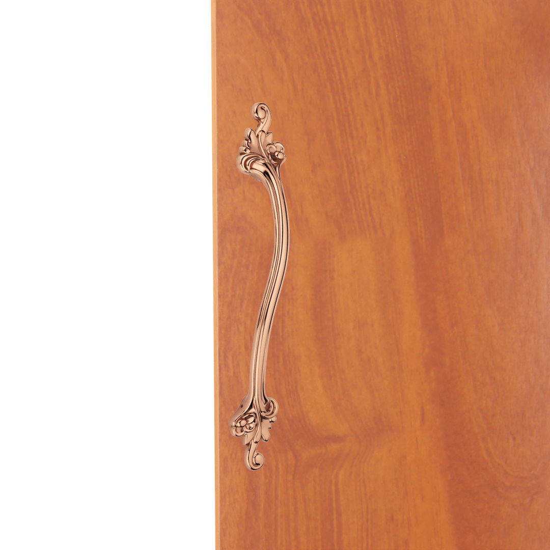 GLOXY Aluminium Flower Design for Main Door Handle Decorative Push & Pull Door Handle Knocker with Vintage Stylish Look for Glass and Wooden Door -Rose Gold