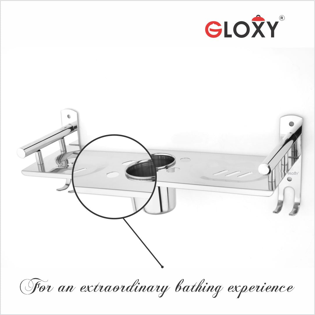 2 in 1 Stainless Steel Bathroom Shelf
