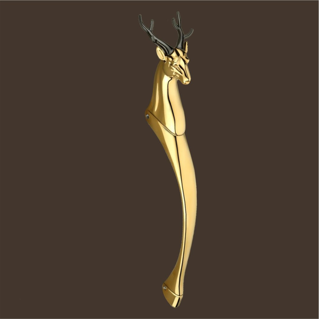 12 inch pull door handle brass deer shape