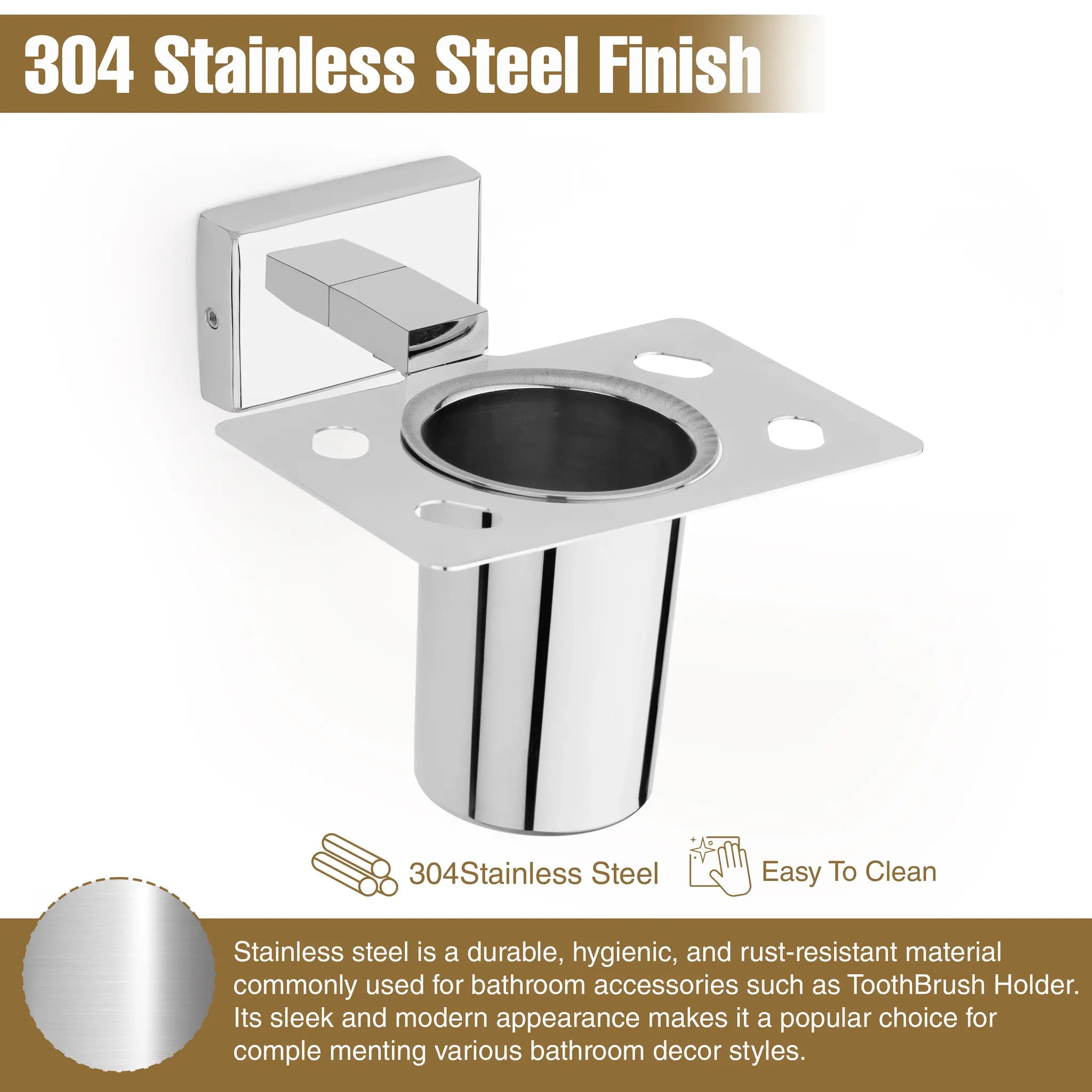 Gloxy Squar Shape Stainless Steel Chrome Finish Tumbler Holder