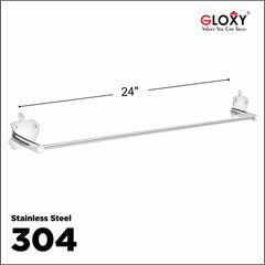 Stainless Steel SS304 Towel Rod (24 inch, Silver)-by GLOXY®
