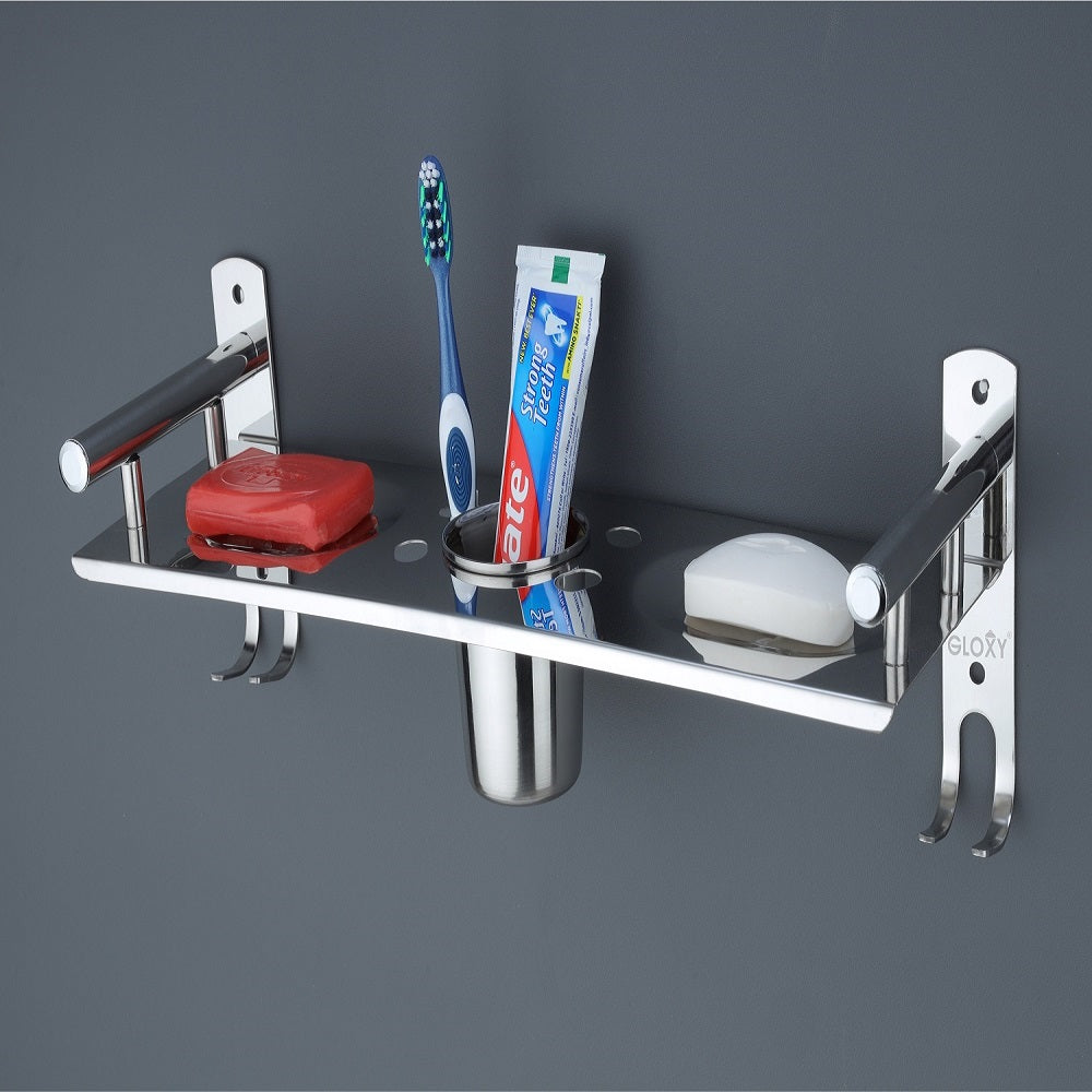 2 in 1 Stainless Steel Bathroom Shelf