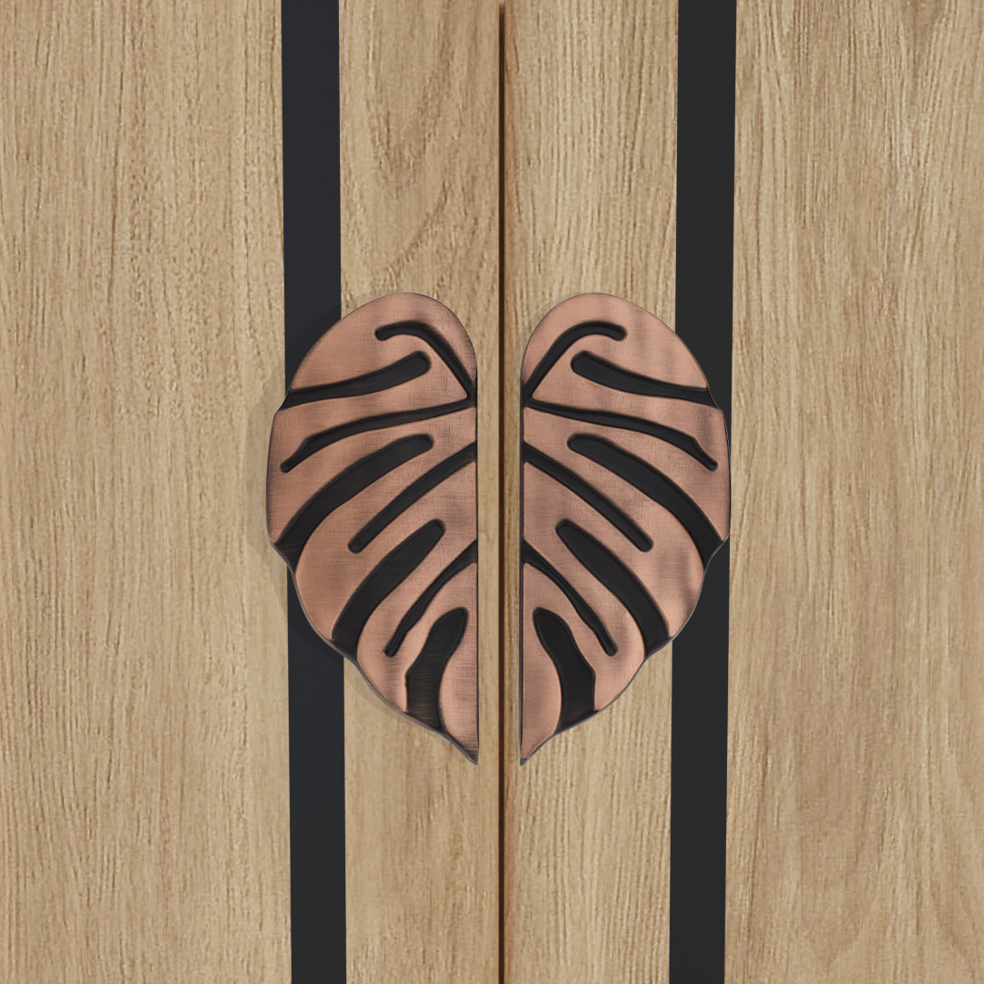 gloxy aluminium leaf door handle 6.5 inch antique copper