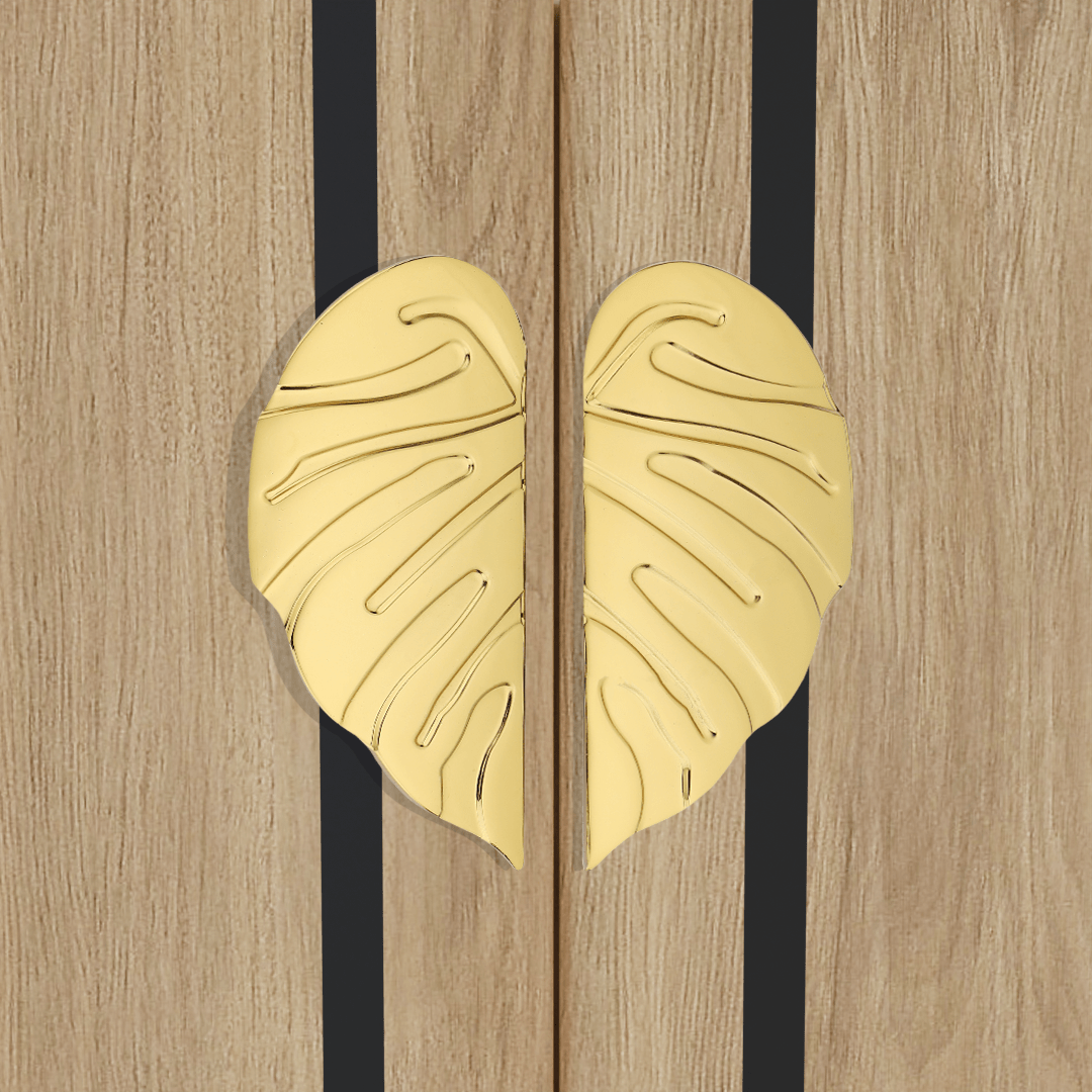 gold finish leaf design main door handle gloxy